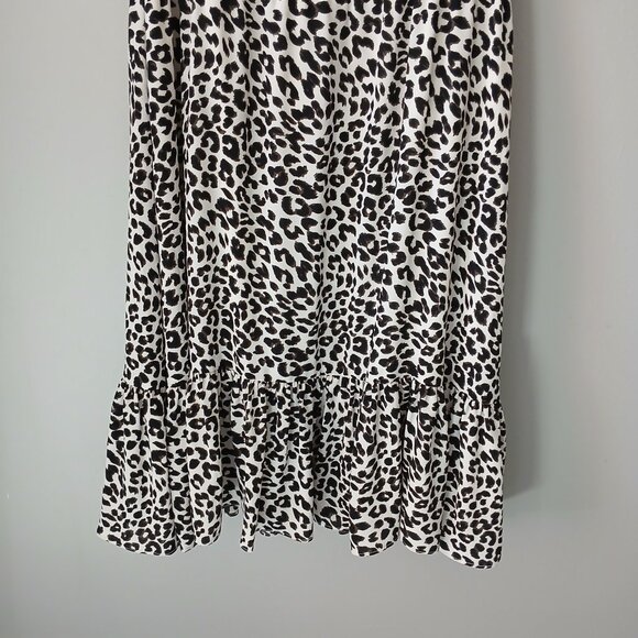 Talbots Sz 14 Leopard Print Ruffle Hem Dress Sleeveless‎ Tank Midi Keyhole Neck - Picture 15 of 15